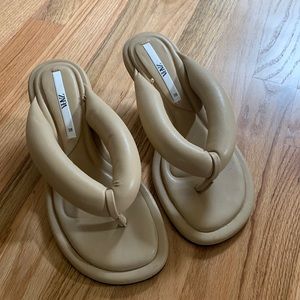 Zara beige thong mules